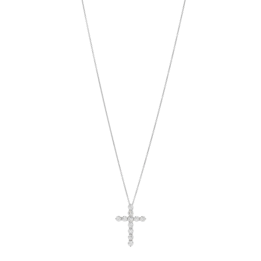 Platinum Diamond Large Cross Pendant Necklace