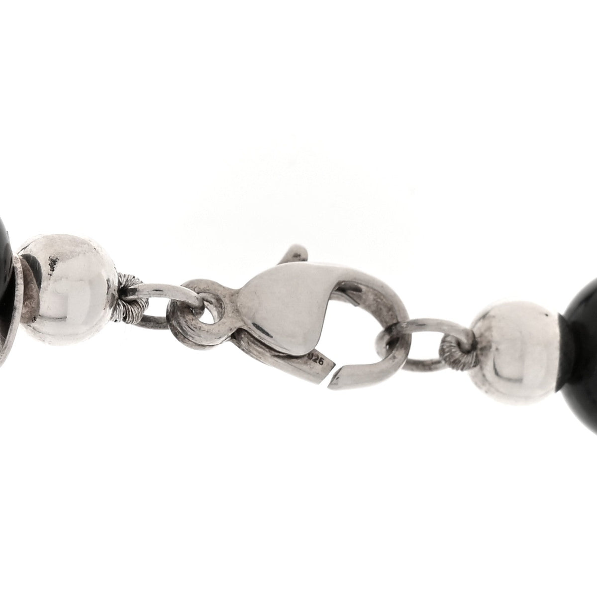 Sterling Silver Black Onyx Bead Necklace
