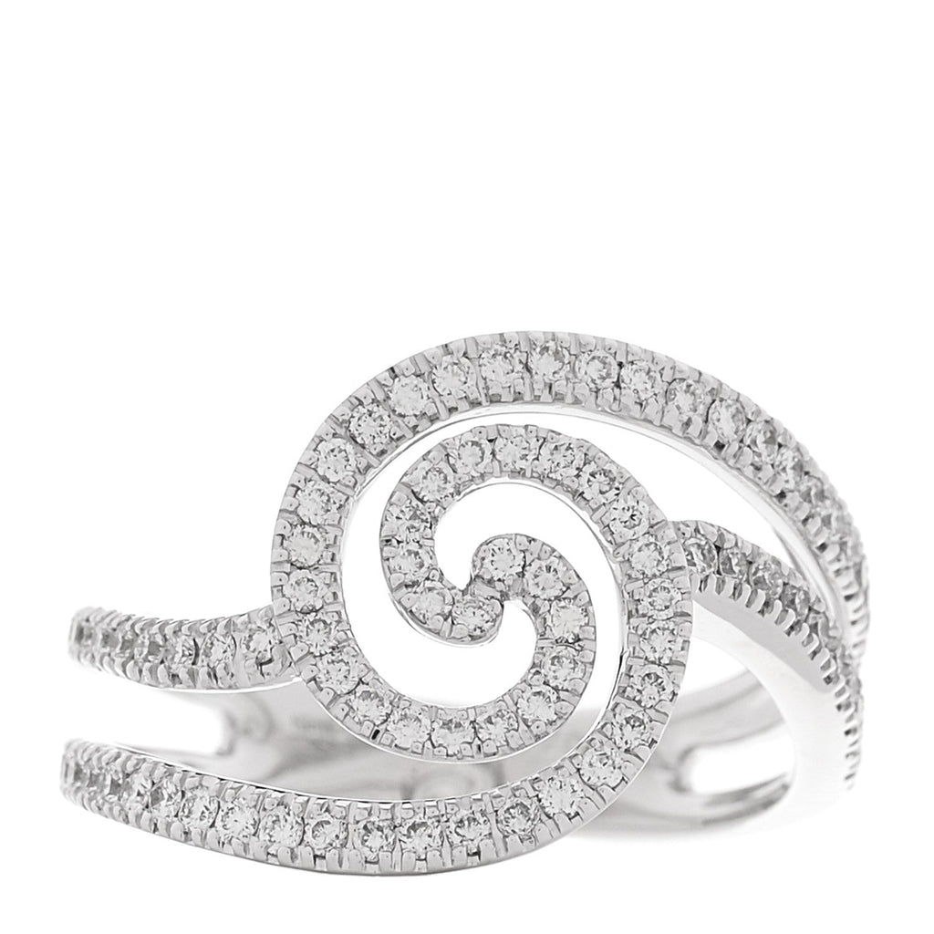18K White Gold Diamond 1.20ctw Swirl Ring  61 9.5