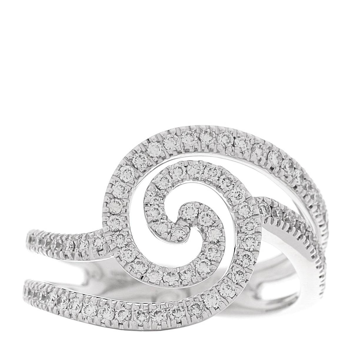 18K White Gold Diamond 1.20ctw Swirl Ring  61 9.5