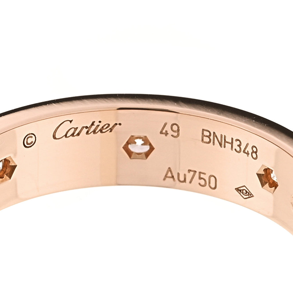 18K Pink Gold 8 Diamond 4mm LOVE Wedding Band Ring 49 5