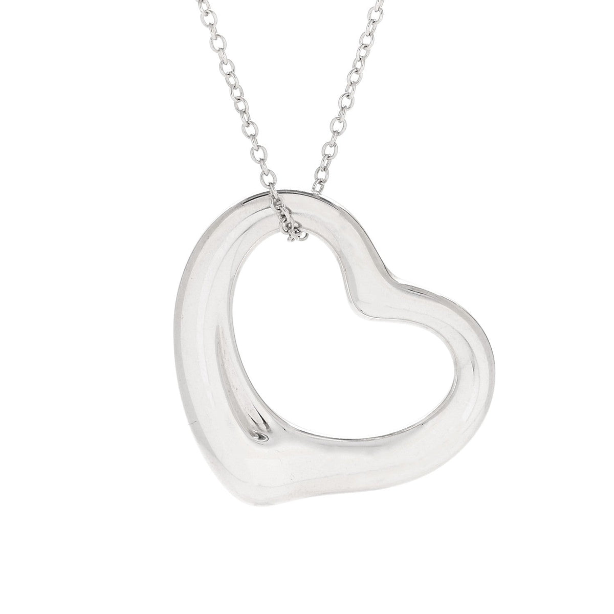 Sterling Silver 22mm Elsa Peretti Open Heart Pendant Necklace