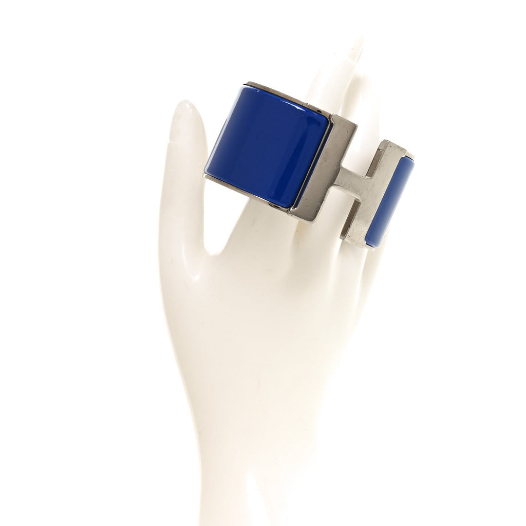 Enamel Extra Wide Clic Clac H Bracelet GM Bleu Electrique