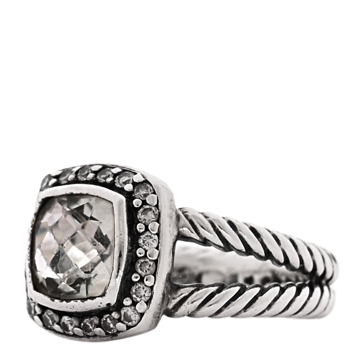 Sterling Silver Diamond Prasiolite 7mm Petite Albion Ring 48 4.5