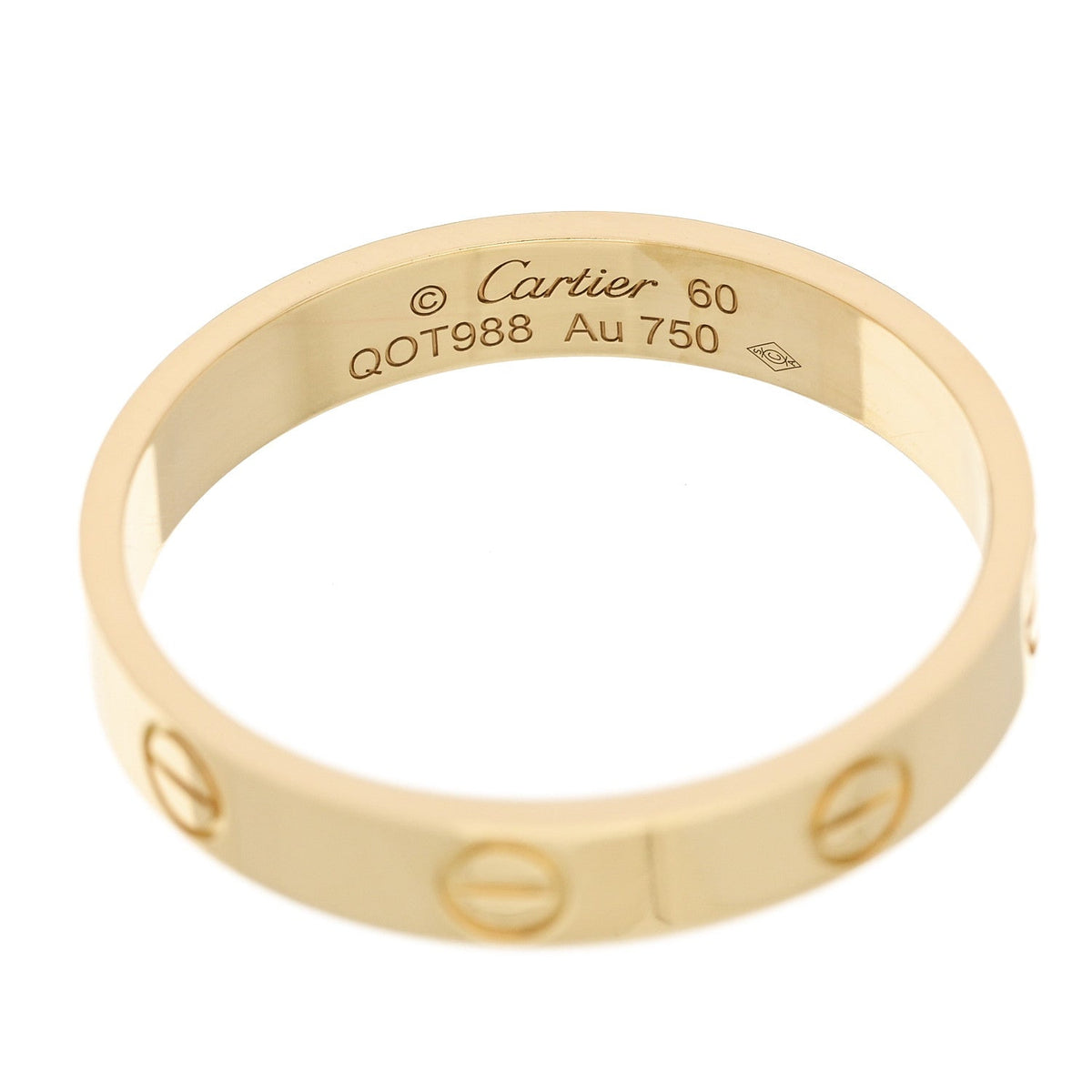 18K Yellow Gold 3.5mm LOVE Wedding Band Ring 60 9.25