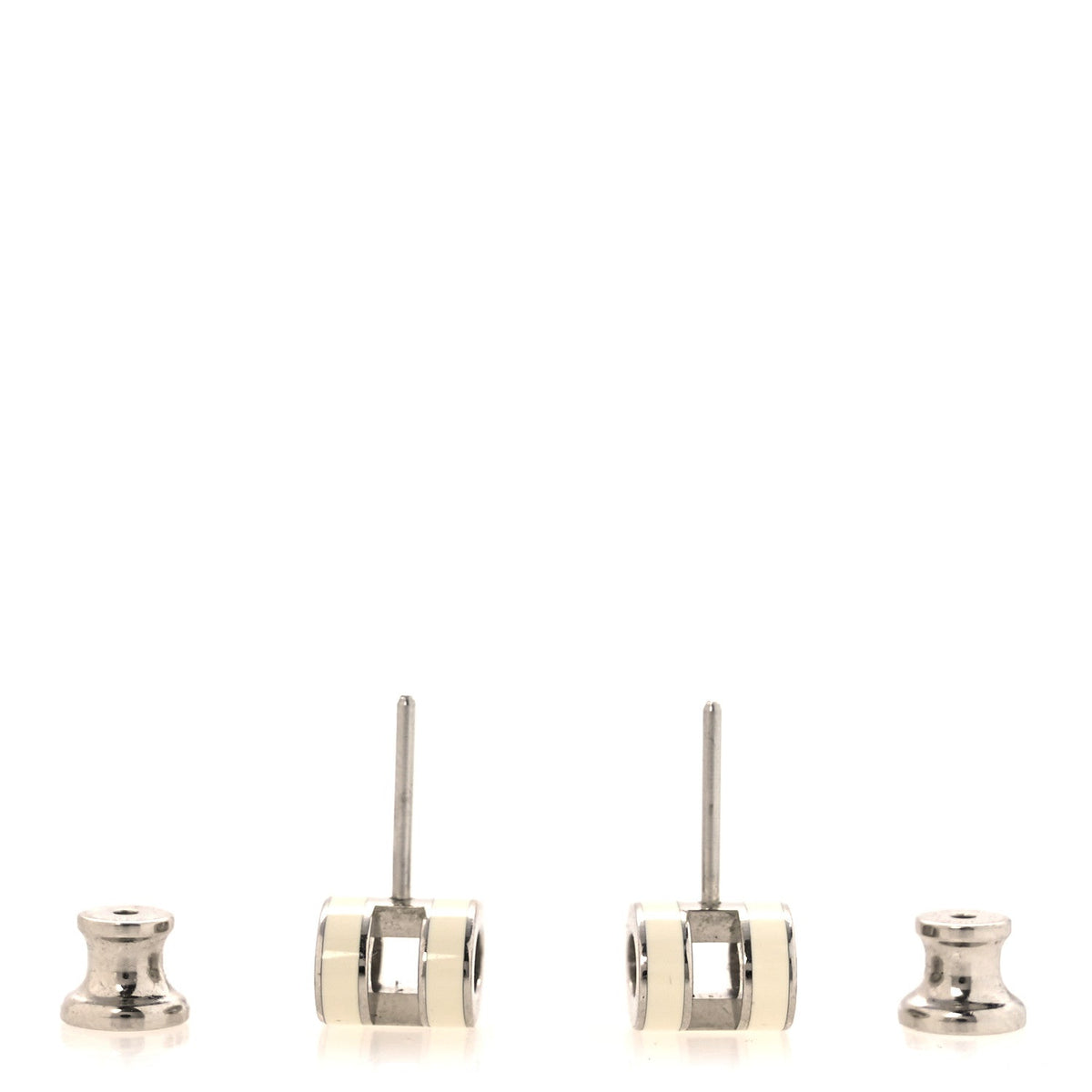 Palladium Lacquered Mini Pop H Earrings White