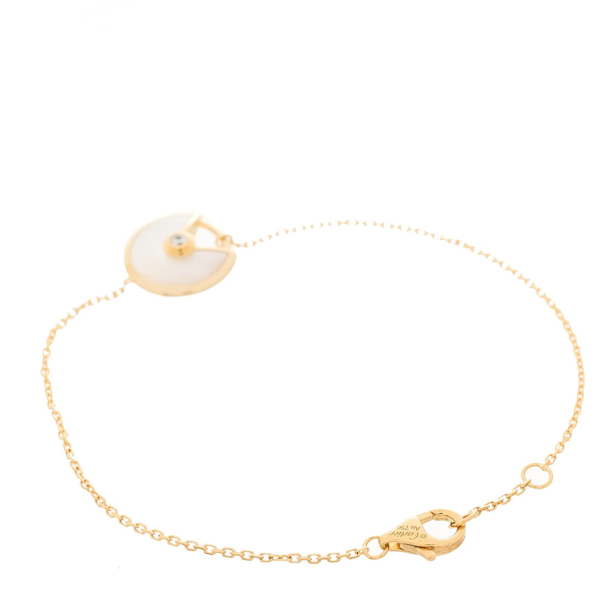 18K Yellow Gold Diamond Mother of Pearl Amulette de Cartier Bracelet