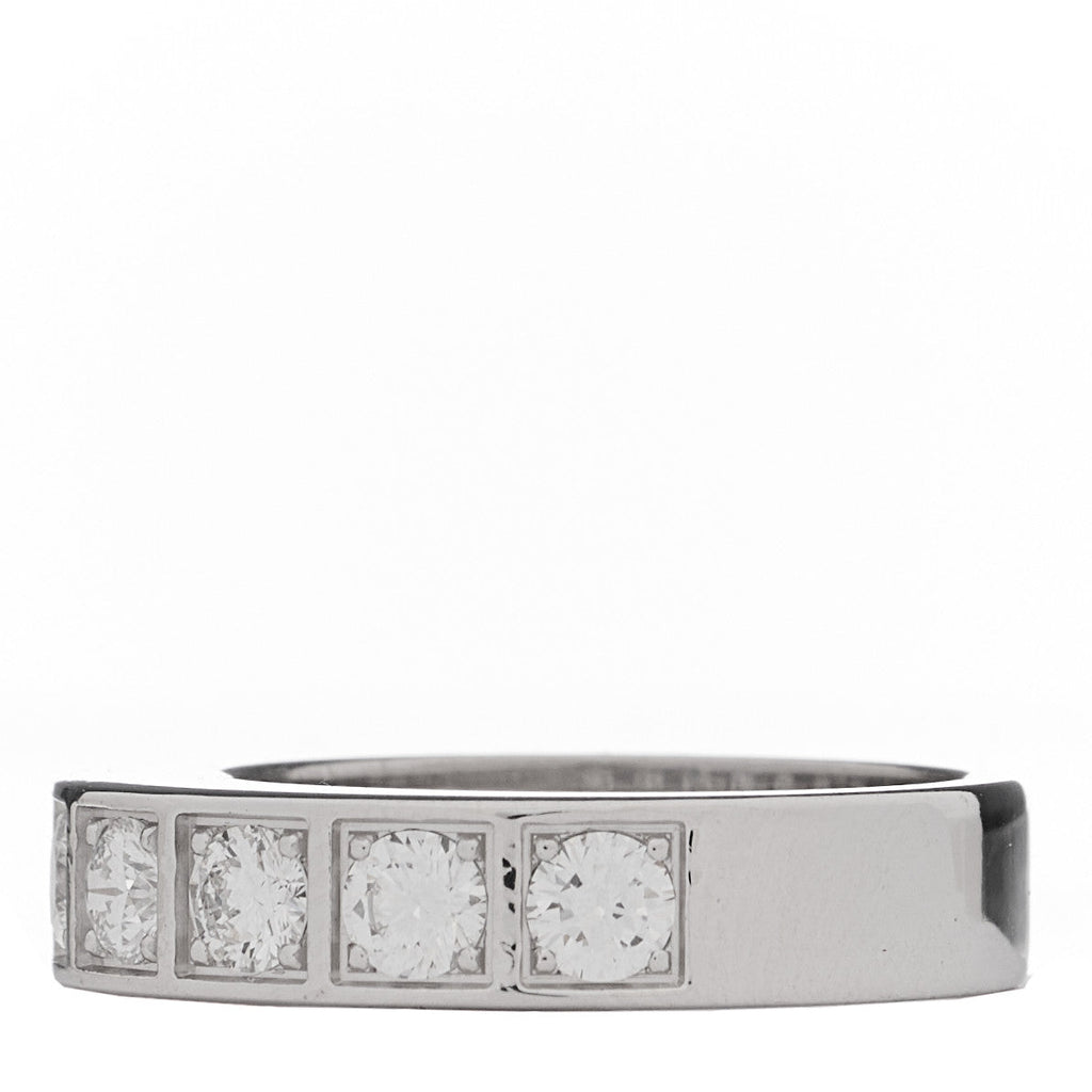 18K White Gold Diamond Tectonic Band Ring 53 6.5