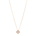 VAN CLEEF &amp; ARPELS 18K Rose Gold Diamond Pink Mother of Pearl Vintage Alhambra Pendant Necklace