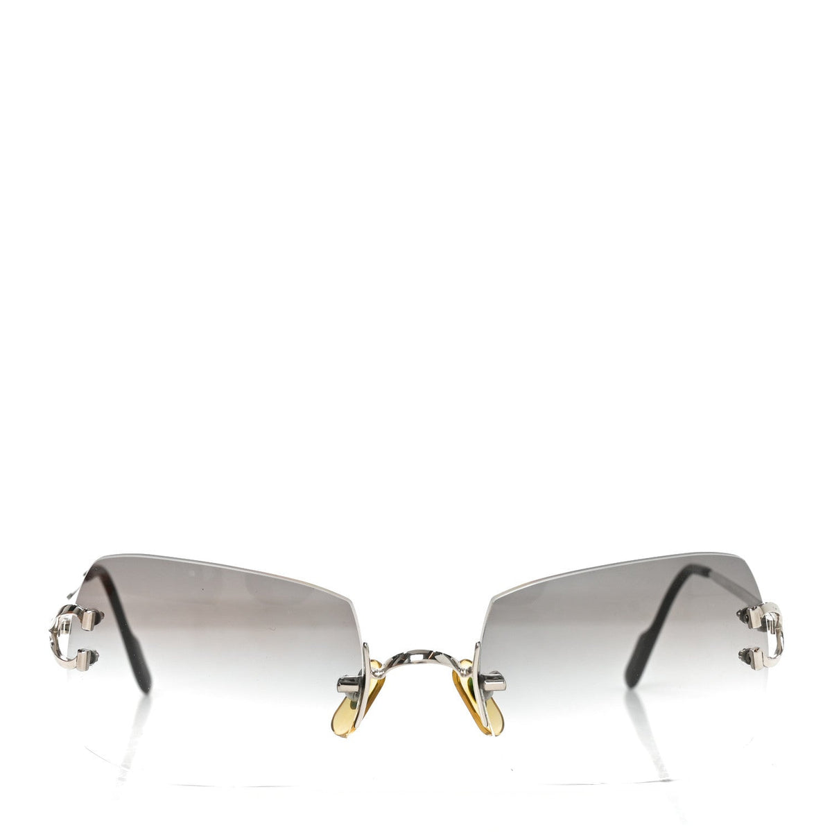 Metal Rimless C De Cartier 135 Square Sunglasses Silver Black