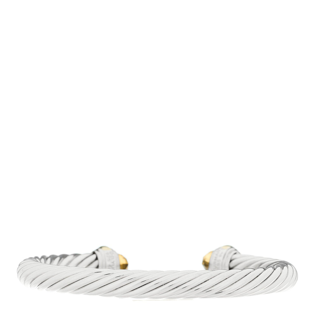 Sterling Silver 14K Yellow Gold Citrine 7mm Cable Classics Bracelet