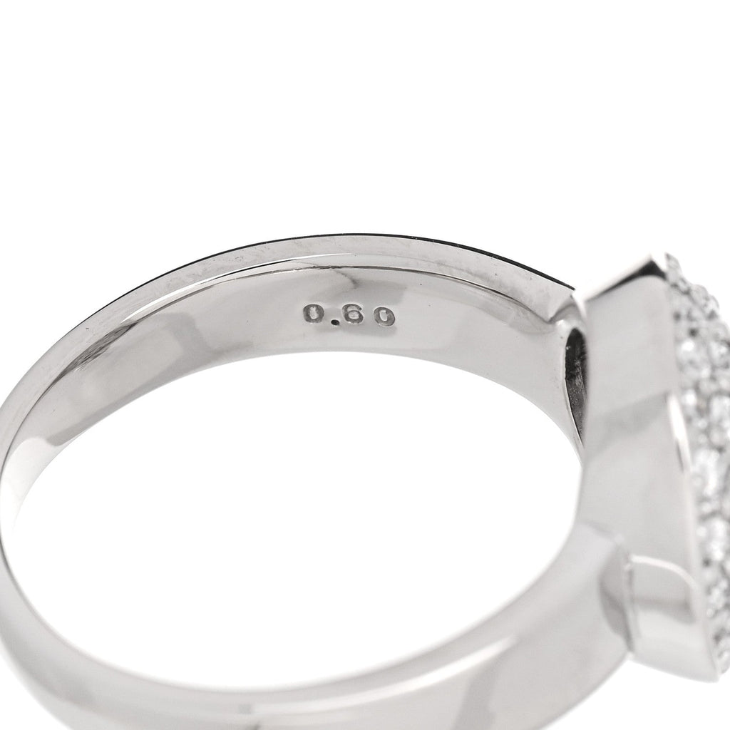 18K White Gold Diamond .60ctw Round Pave Charm Ring  53 6.25