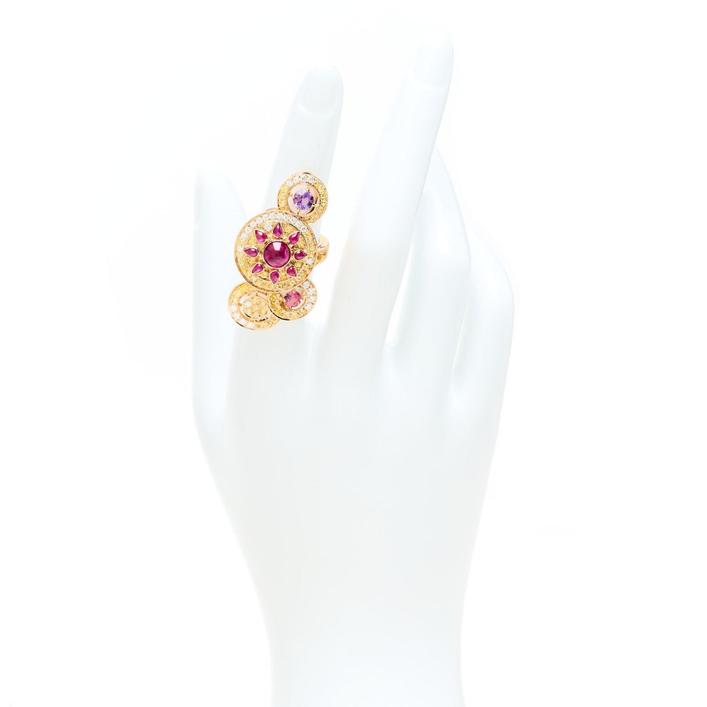 18K Rose Gold Diamond Multi Gemstone Sheherazade Ring 49 5