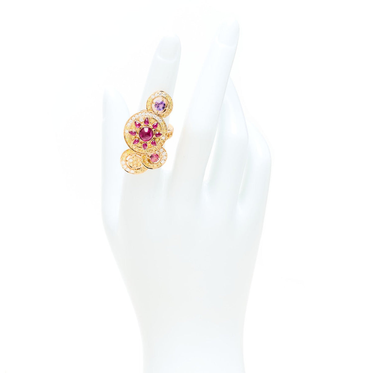 18K Rose Gold Diamond Multi Gemstone Sheherazade Ring 49 5