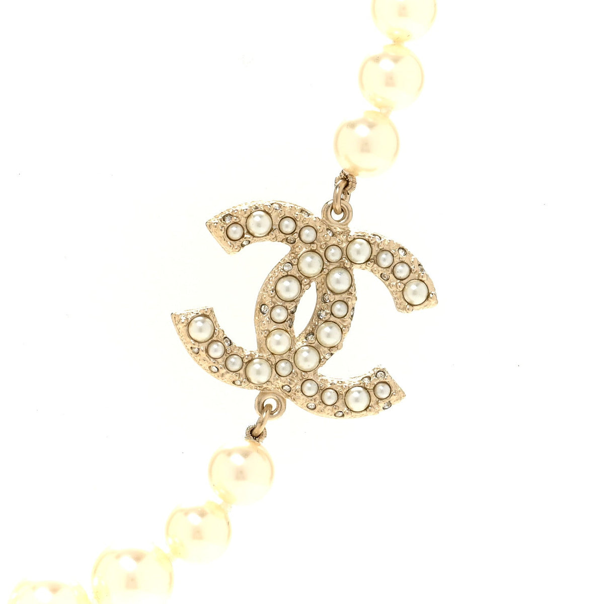 Pearl CC 100th Anniversary Necklace Light Gold