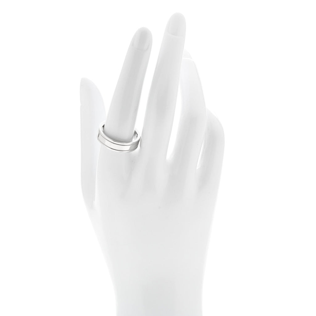 Platinum 6mm Together Double Milgrain Band Ring 59 8.75