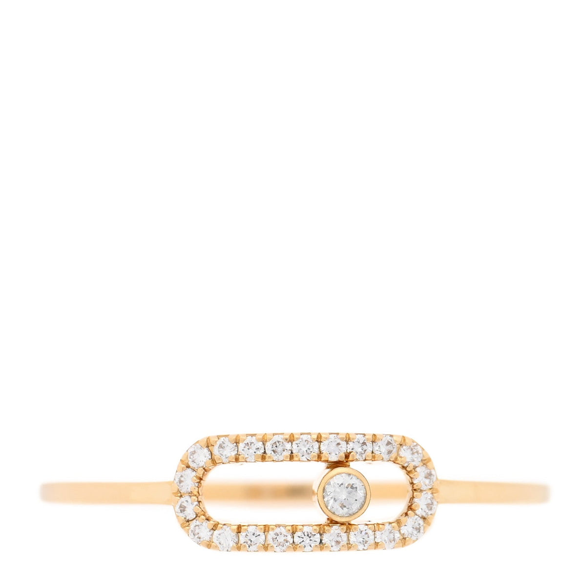 18K Yellow Gold Diamond Move Uno Pave Ring 54 6.75