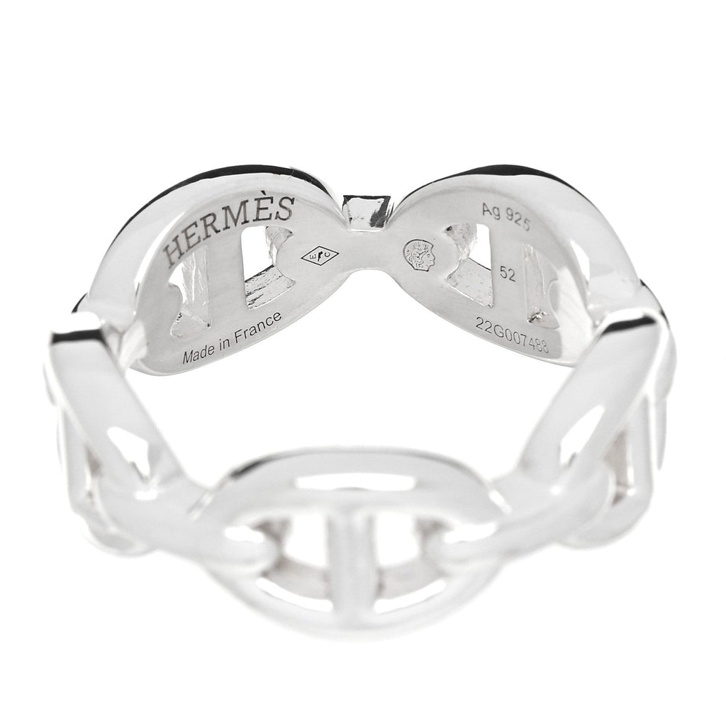 Sterling Silver PM Chaine d'Ancre Enchainee Band Ring 52 6