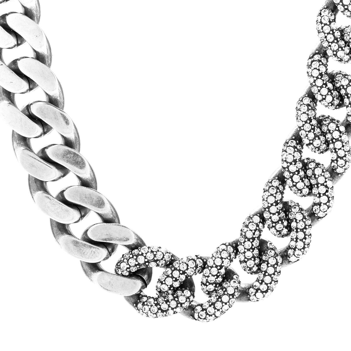 Crystal Curb Chain Necklace Oxidized Silver Oxidized Silver