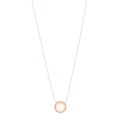 18K Rose Gold Diamond Pink Opal T Circle Pendant Necklace