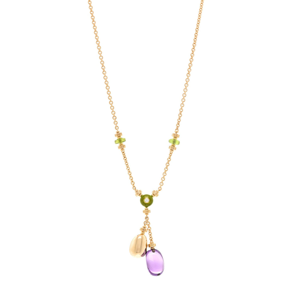 18K Yellow Gold Diamond Amethyst Peridot Sassi Necklace