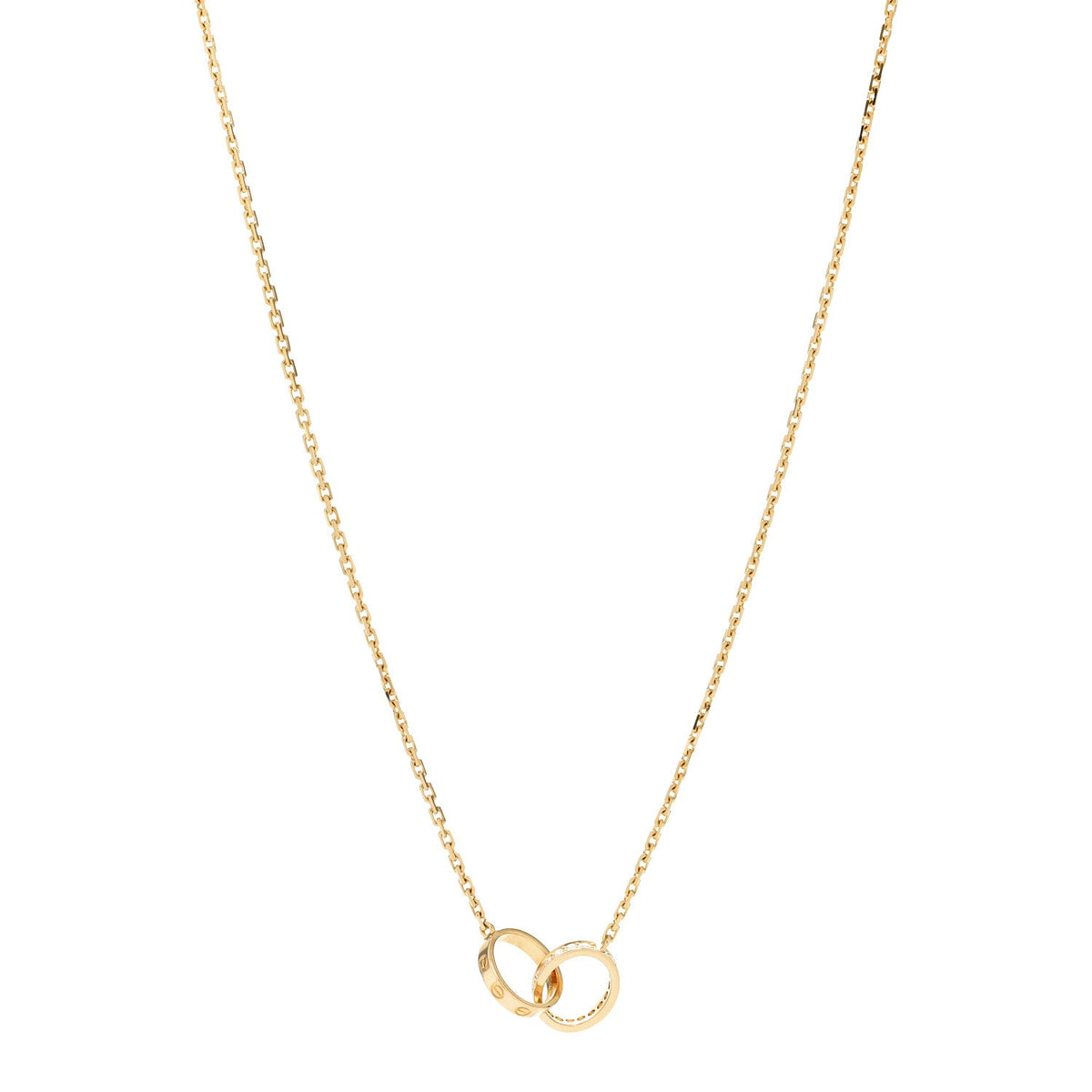 18K Yellow Gold Diamond Interlocking LOVE Necklace