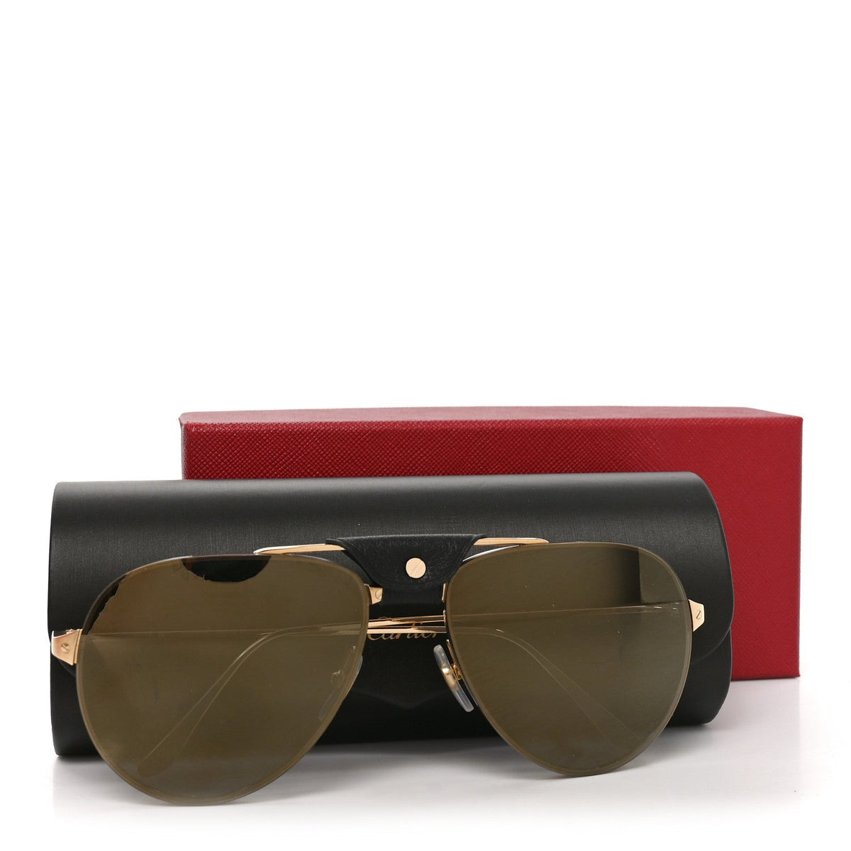 Santos De Cartier Aviator Sunglasses CT0166S Gold