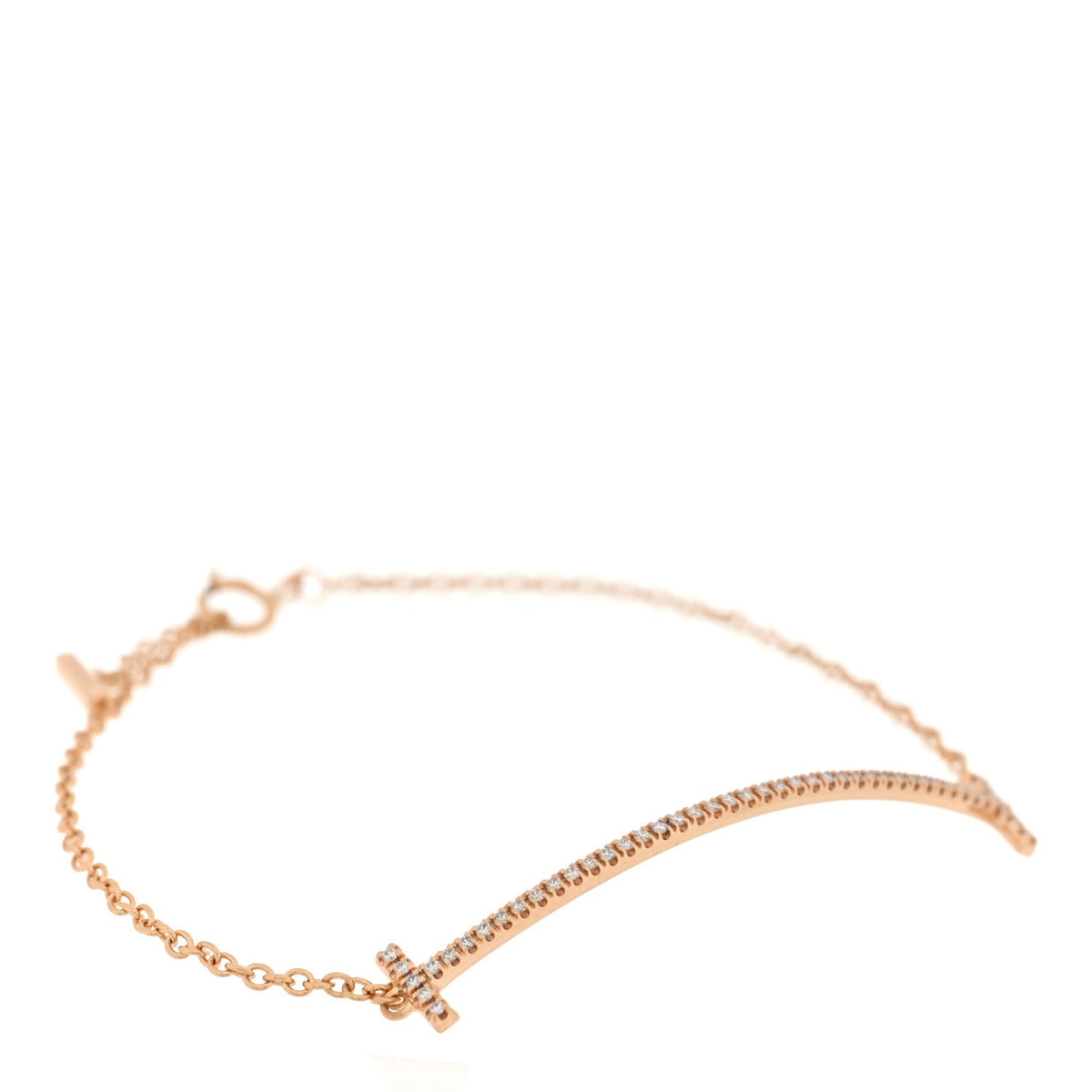 18K Rose Gold Diamond T Smile Bracelet