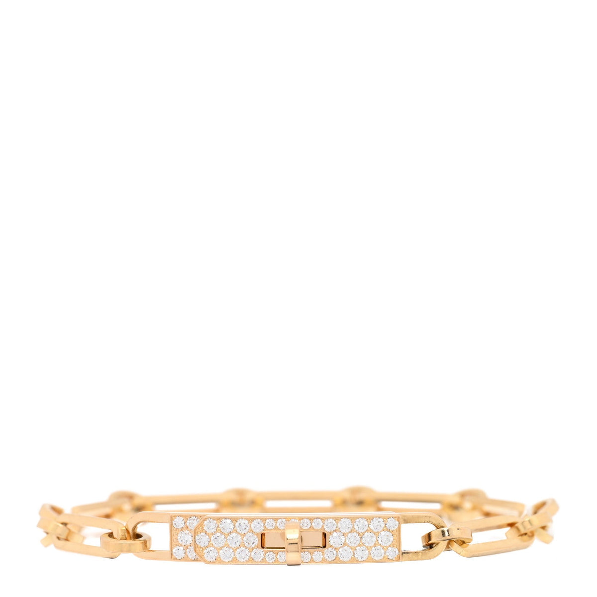 18K Yellow Gold Diamond Pave PM Kelly Chaine Bracelet ST