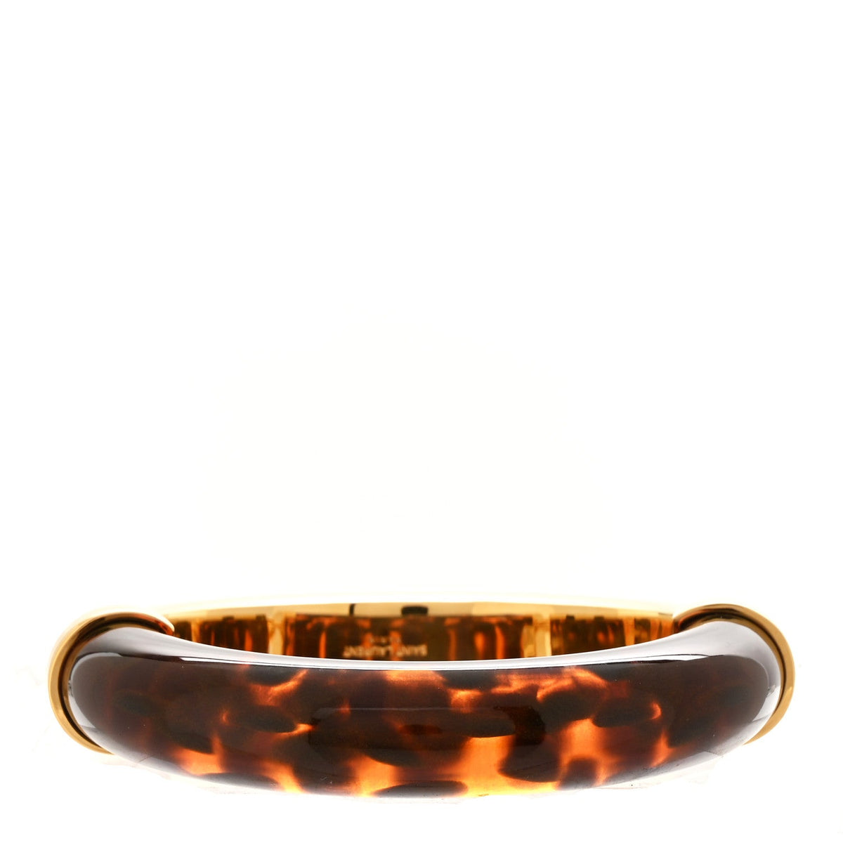 Resin Metal Split Hoop Bangle Bracelet M Gold Havana