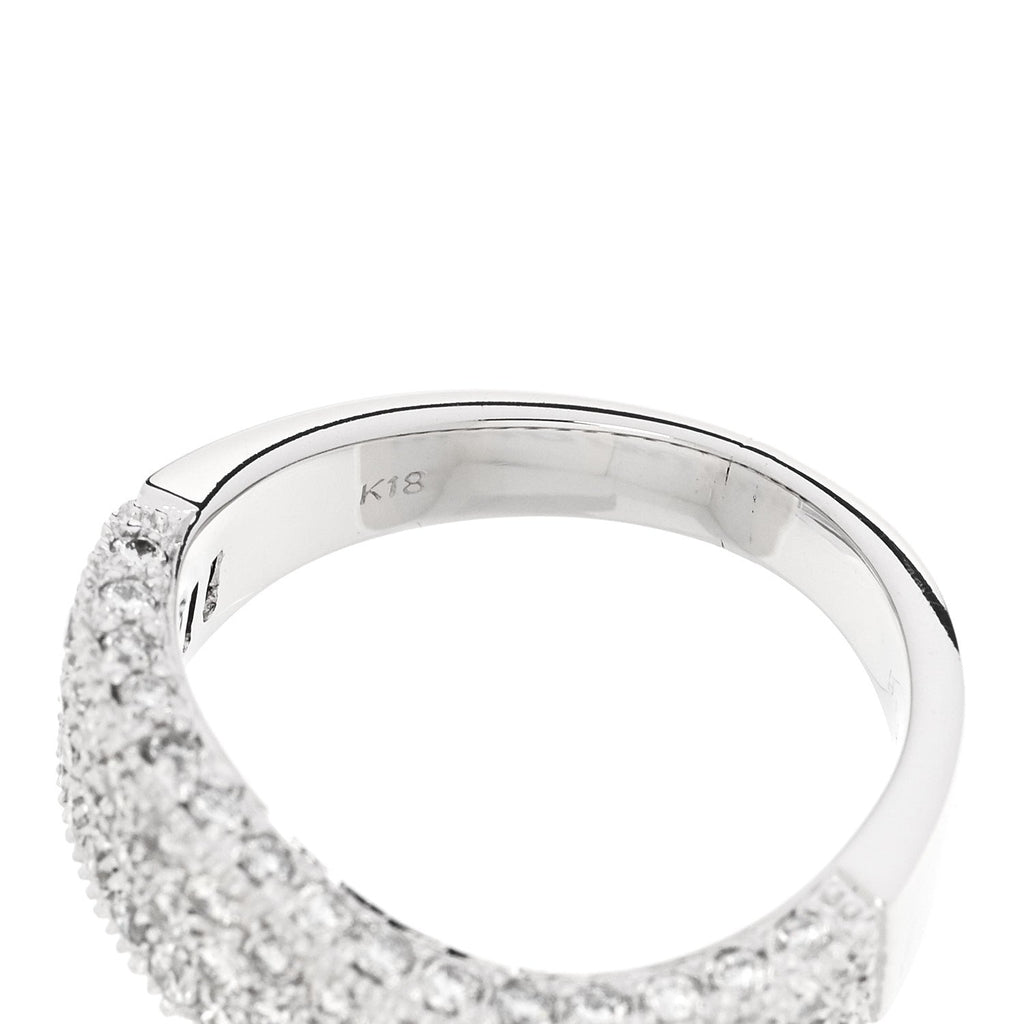 18K White Gold Diamond 1.21ctw Paved Curved Ring 54 6.75