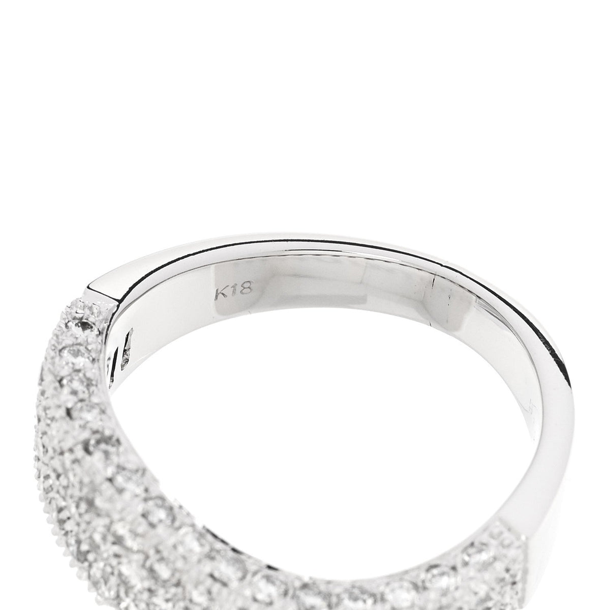 18K White Gold Diamond 1.21ctw Paved Curved Ring 54 6.75