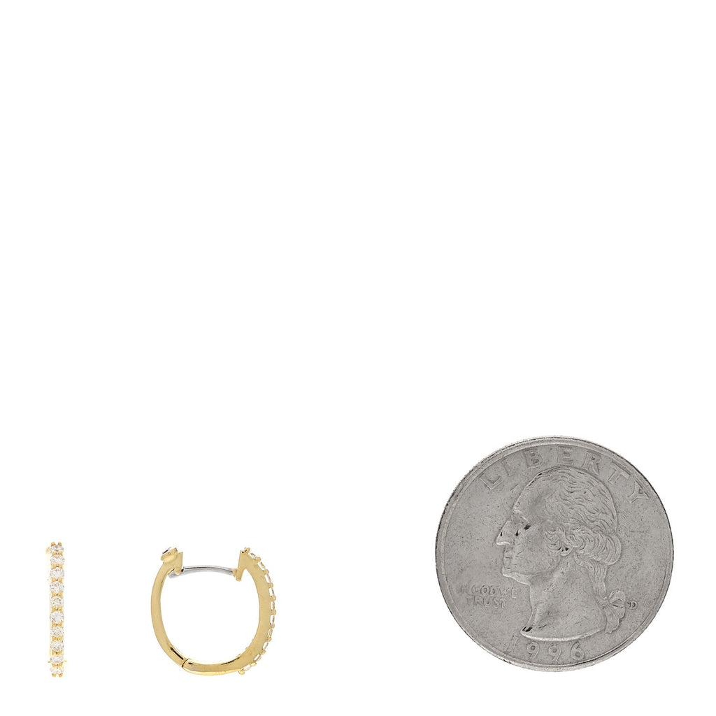 18K Yellow Gold Diamond Baby Huggie Hoop Earrings