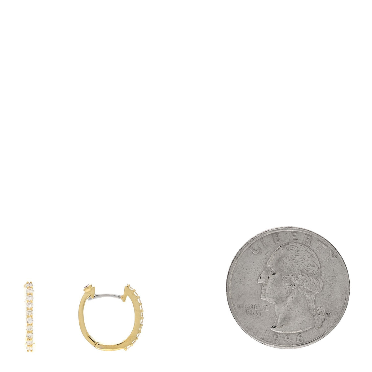 18K Yellow Gold Diamond Baby Huggie Hoop Earrings