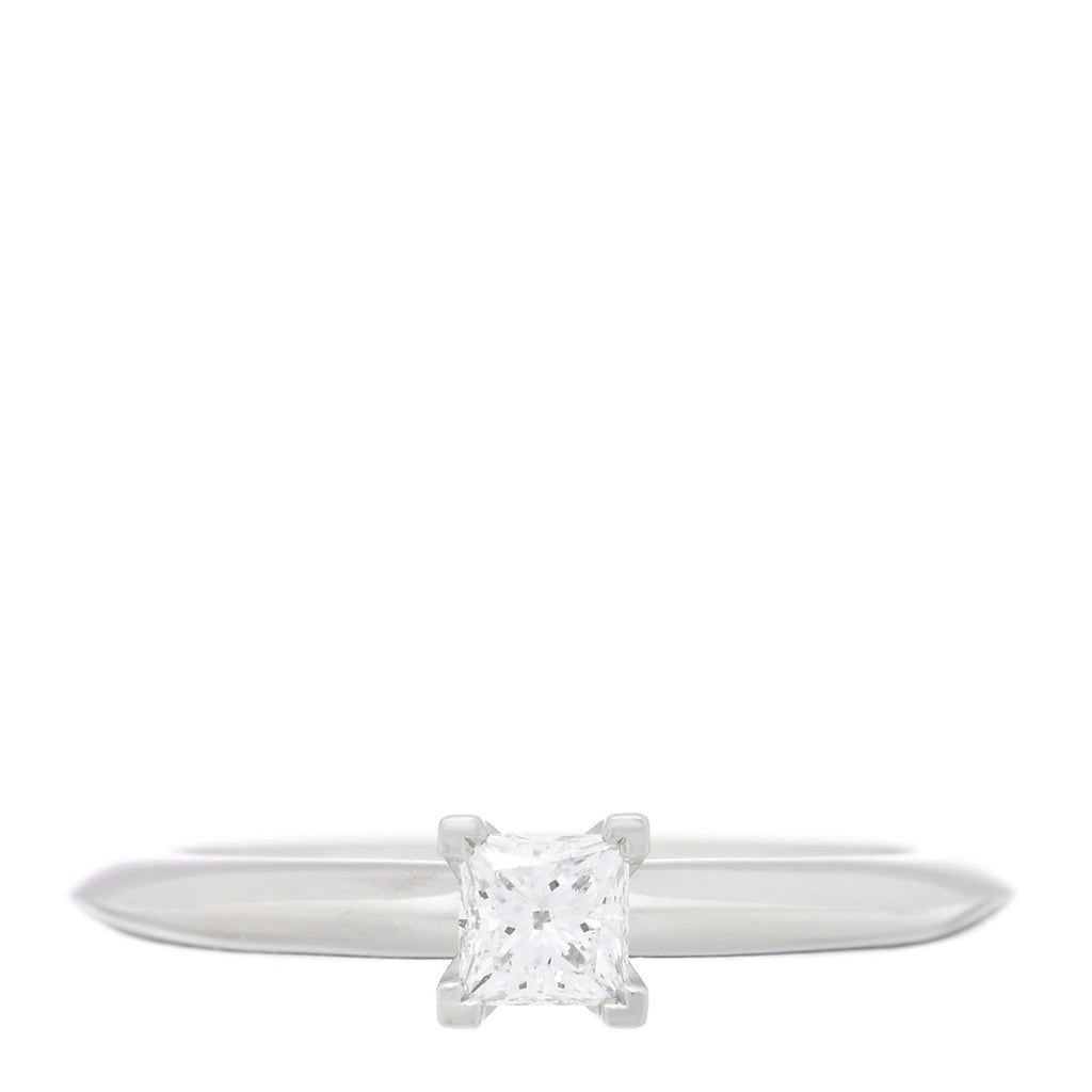 Platinum Diamond .20ct Solitaire Princess Cut Engagement Ring 47 4.25