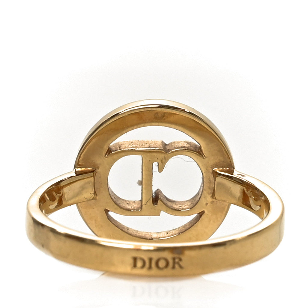 Metal Crystal Round CD Ring M 50 5.25 Gold
