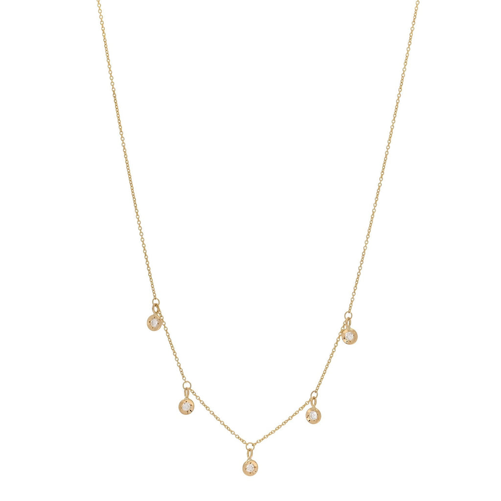 18K Yellow Gold Diamond Diamonds By The Inch Dangling Five Station Necklace