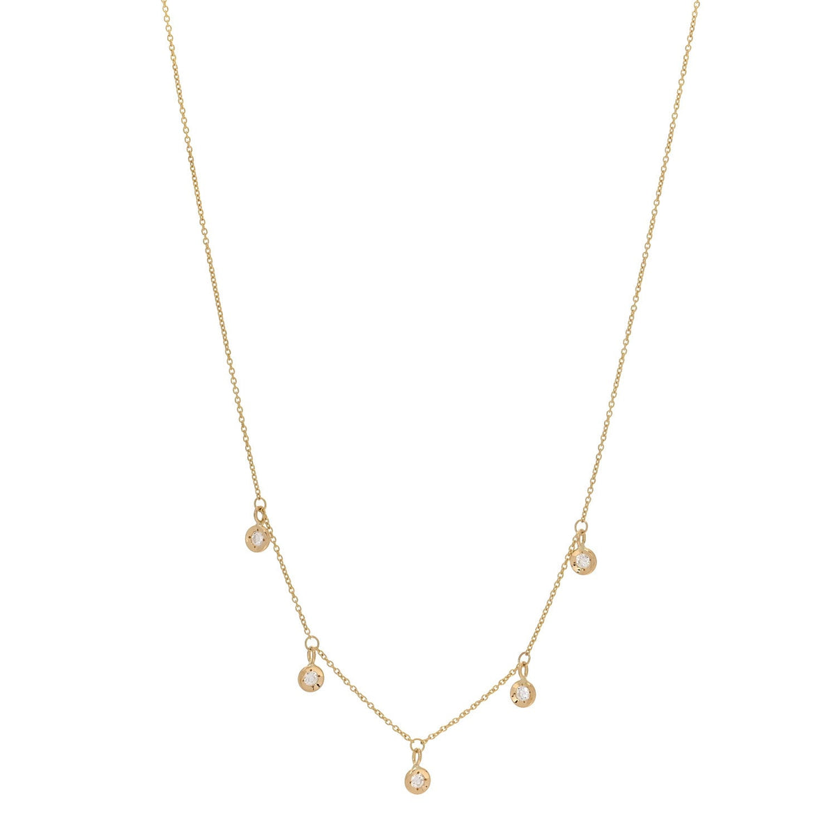 18K Yellow Gold Diamond Diamonds By The Inch Dangling Five Station Necklace