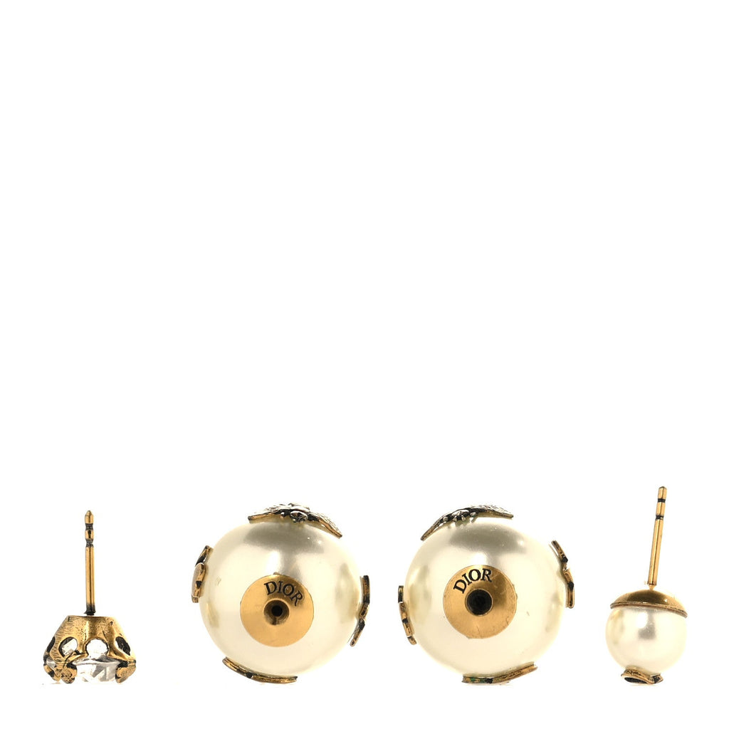 Pearl Crystal Tribales Bee Earrings Gold