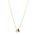 18K Pink Gold Ceramic Diamond Three Ring LOVE Pendant Necklace