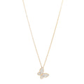 18K Yellow Gold Diamond Princess Butterfly Pendant Necklace