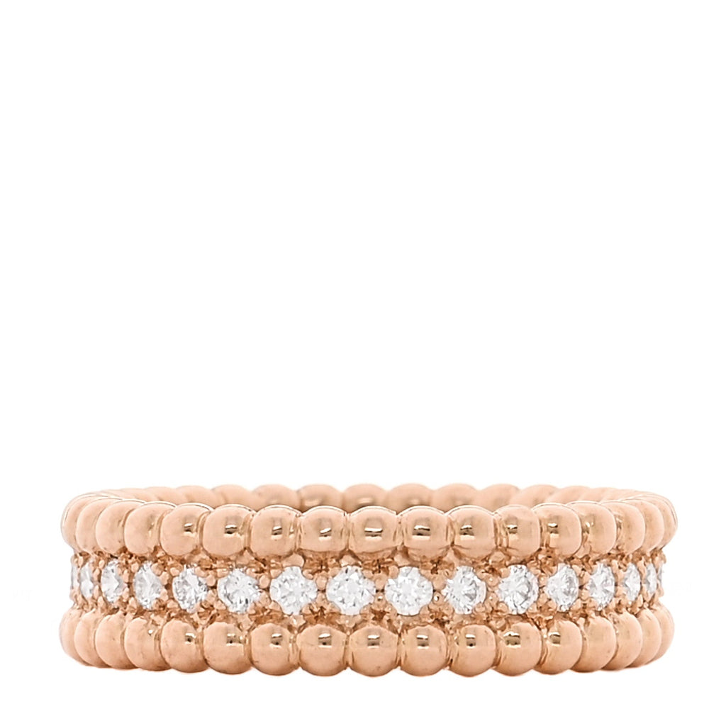 18K Rose Gold Diamond Perlee 1 Row Ring 52 6