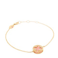18K Yellow Gold Diamond Pink Opal Mother of Pearl Venetian Medallion Bracelet