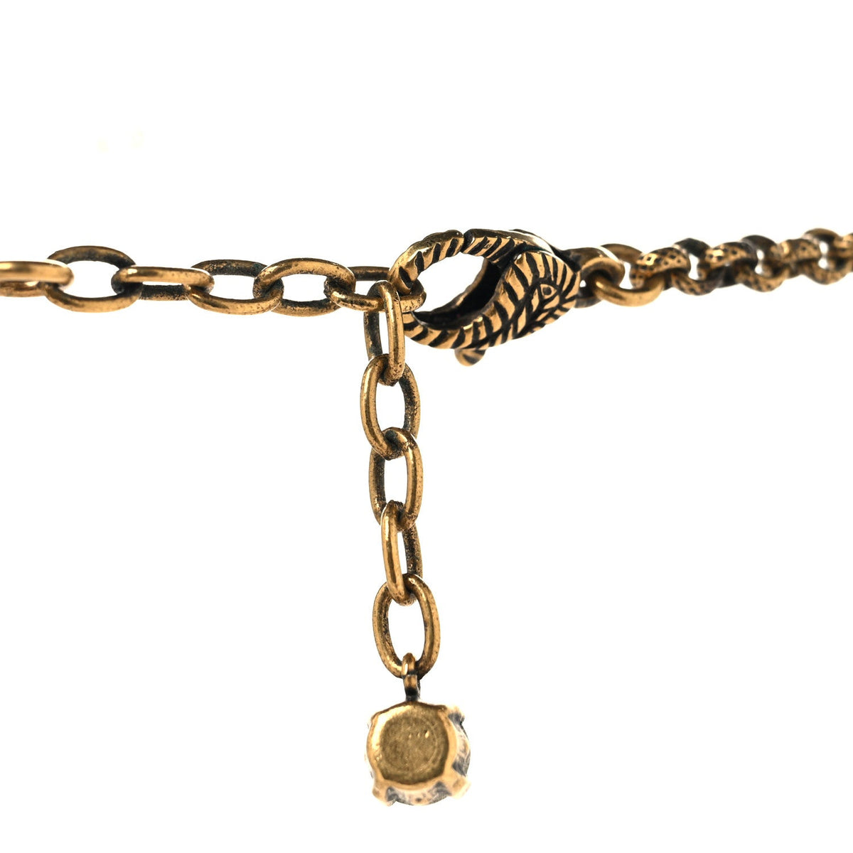 Crystal Embellished Double G Necklace Aged Gold