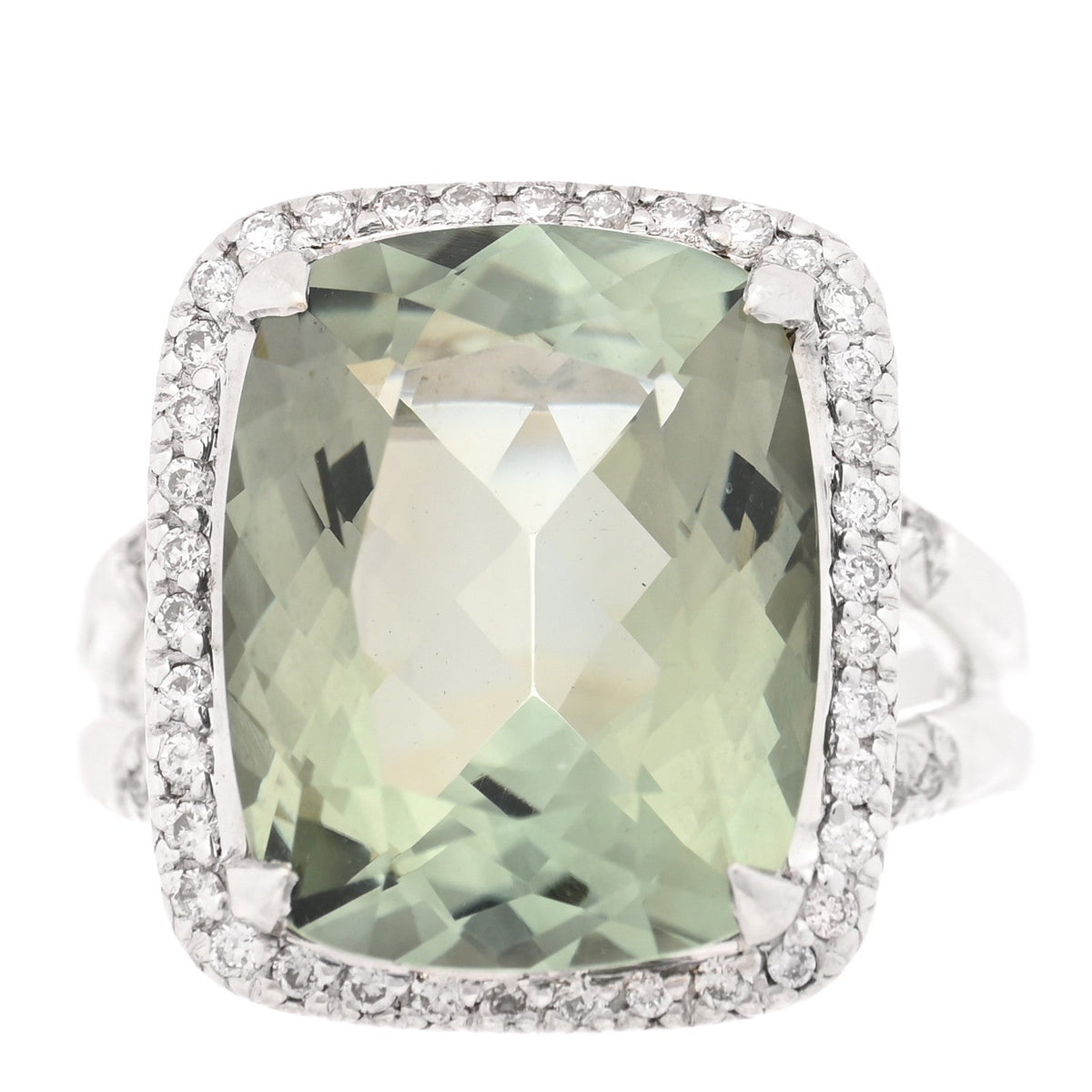 Sterling Silver Prasiolite Diamond Classic Chain Magic Ring 49 5