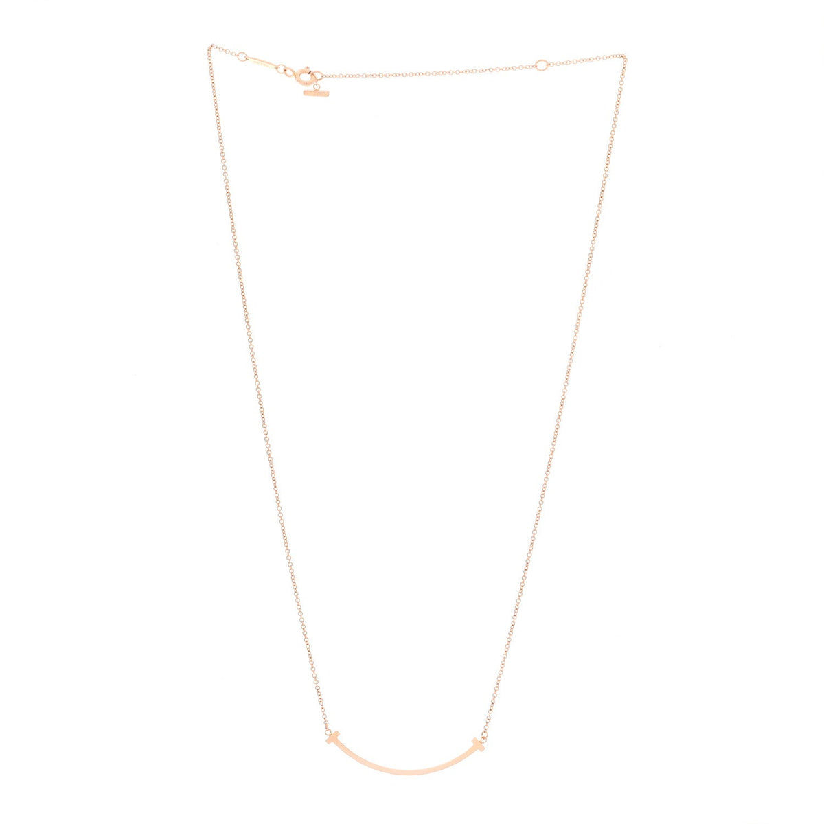 18K Rose Gold Small T Smile Pendant Necklace