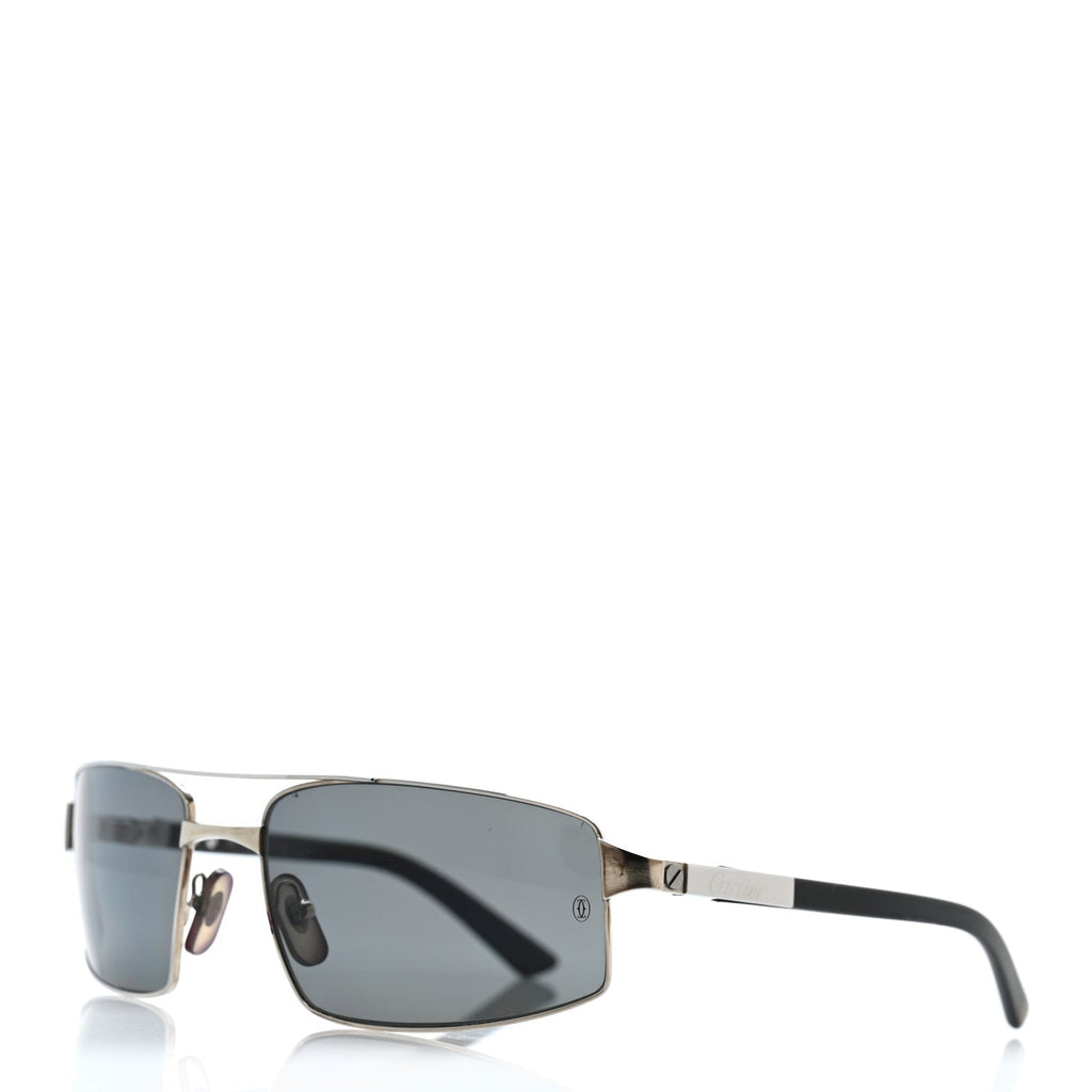 Metal Santos de Cartier Pilot Sunglasses Silver Blue