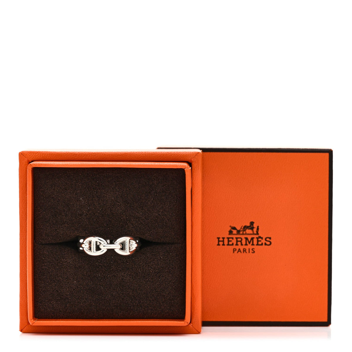 Sterling Silver PM Chaine d'Ancre Enchainee Band Ring 55 7.25