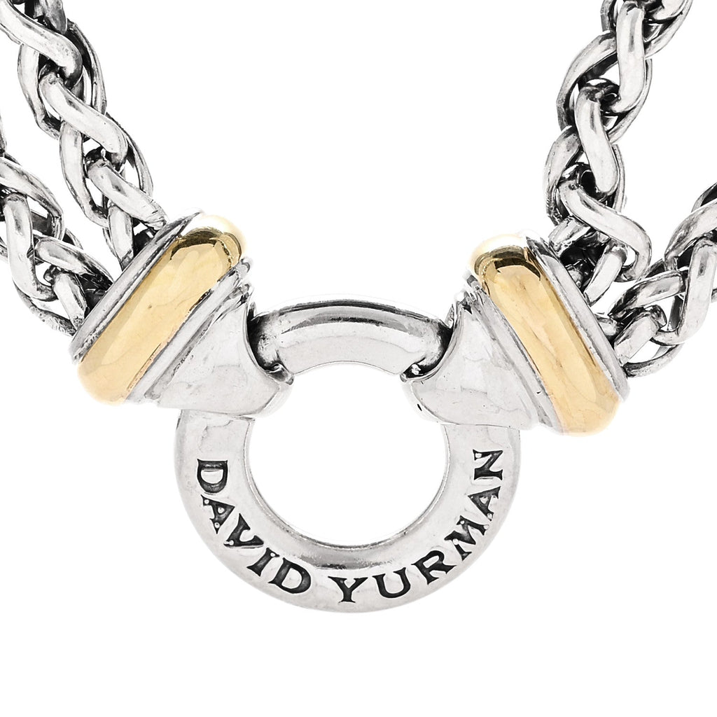 Sterling Silver 18K Yellow Gold 8mm Double Wheat Chain Necklace