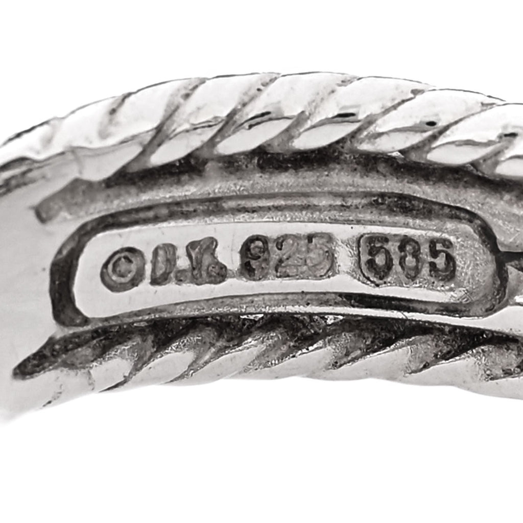 Sterling Silver 14K White Gold Diamond 7mm Crossover Ring 50 5.5